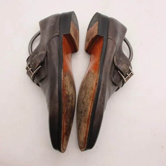 Magnanni Marco II Grey Single Monk Strap Men's Size 9.5 M Dress Shoes